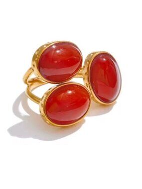 Triple Gold and Amber Stone Ring